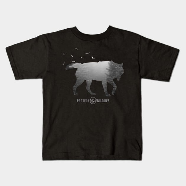 Protect Wildlife - Nature - Wolf Silhouette Kids T-Shirt by JTYDesigns
